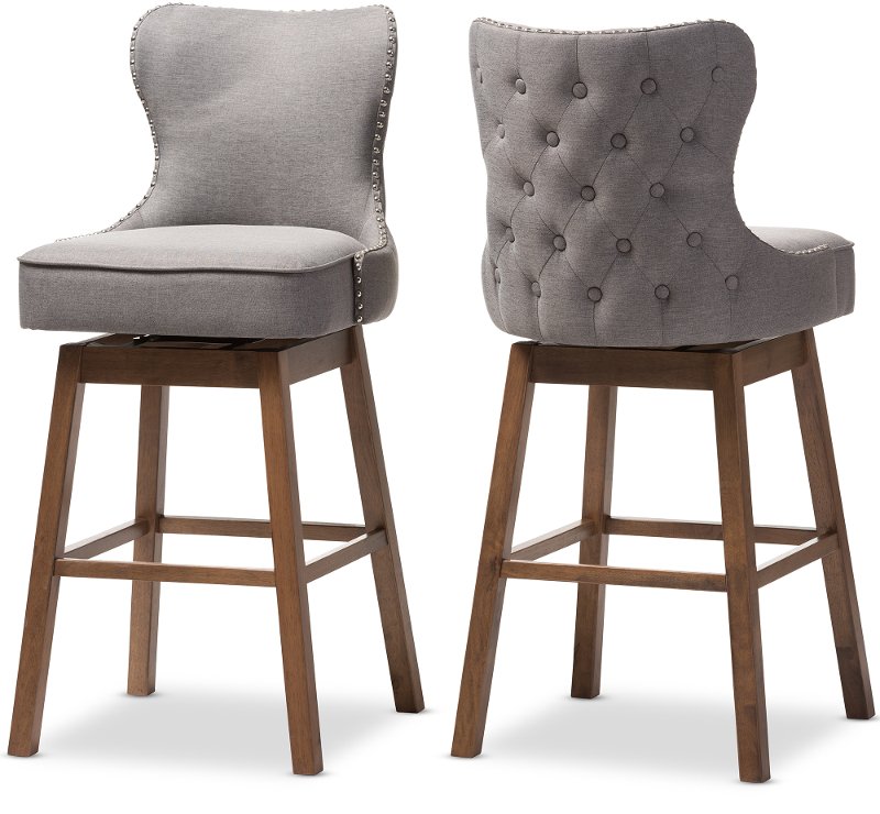 Grey On Tufted Upholstered Swivel, Upholstered Bar Chairs