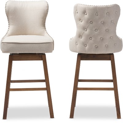 Taupe On Tufted Upholstered Swivel Barstool Pair Gradisca 7074 2pc Rcw Taupe On Tufted Upholstered Swivel Barstool Pair Gradisca