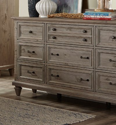 Casual Rustic Gray 4 Piece King Bedroom Set - Dovetail 