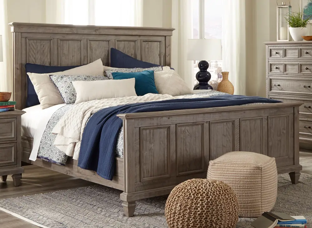 Casual Rustic Gray Queen Bed - Dovetail-1