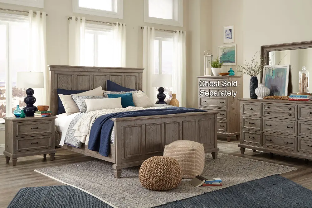 Casual Rustic Gray 4 Piece California King Bedroom Set - Dovetail-1