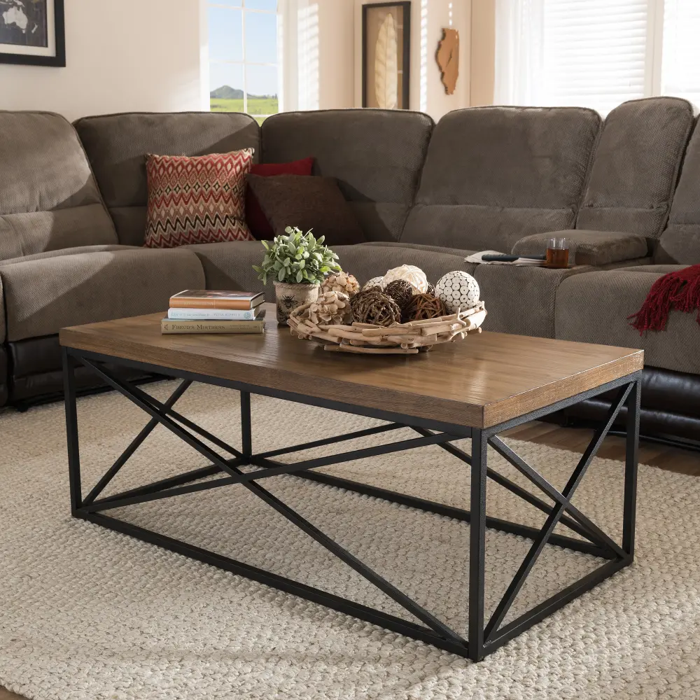 7328-RCW Vintage Industrial Coffee Table - Holden-1