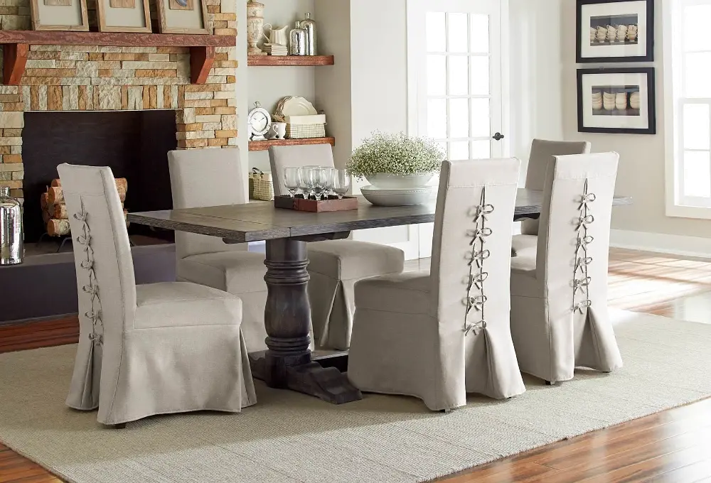 Dove Gray 5 Piece Dining Set with Parsons Chair - Muses-1
