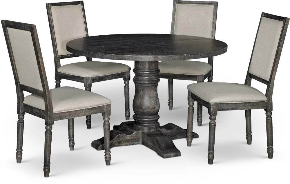 Dove Gray 5 Piece Dining Set with Round Table - Muses-1