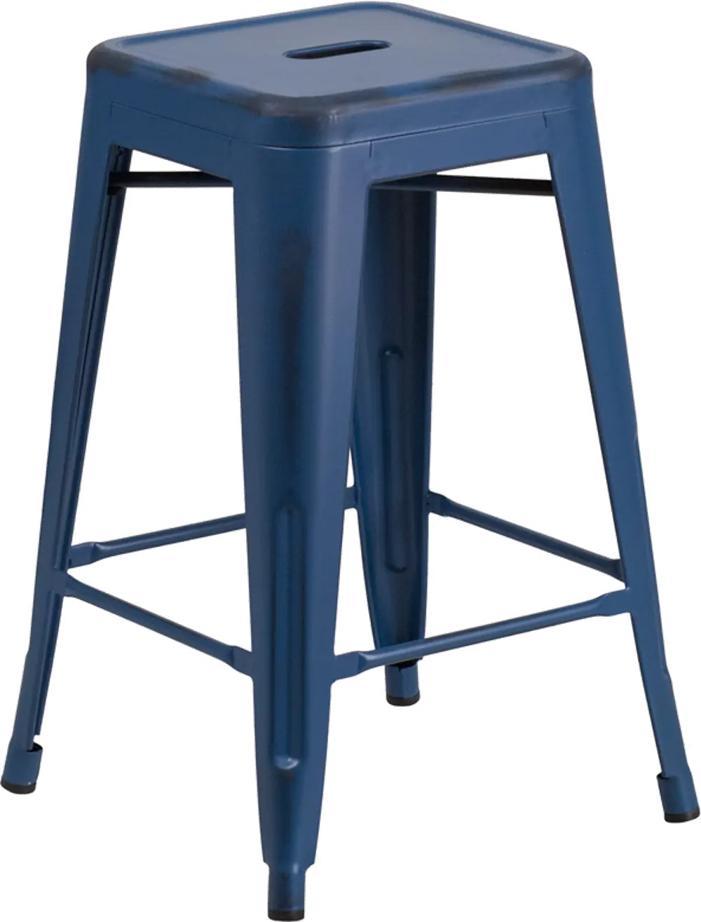 Distressed Blue Metal Counter Height Stool-1