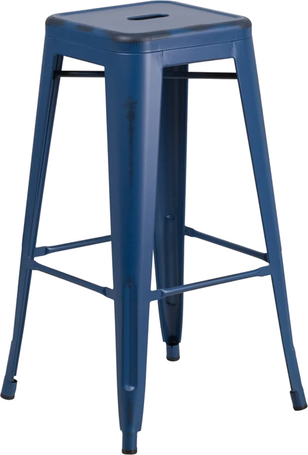 Distressed Blue Metal Bar Stool-1