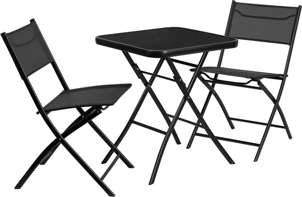 Metal Outdoor Table with 2 Folding Chairs-1