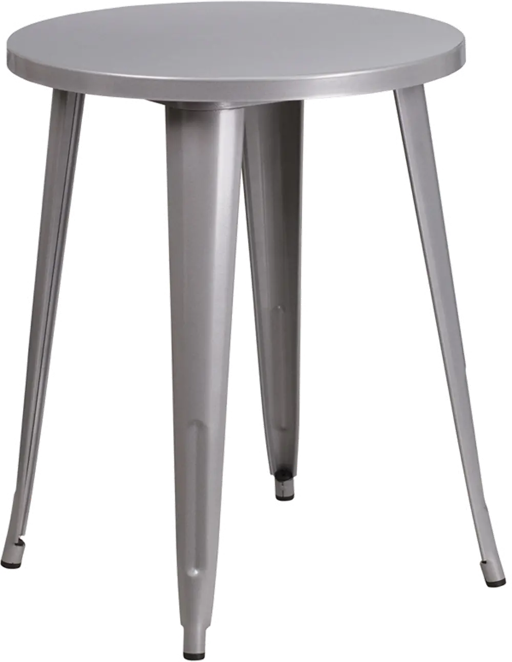 Silver Metal 24 Inch Cafe Round Indoor-Outdoor Table-1