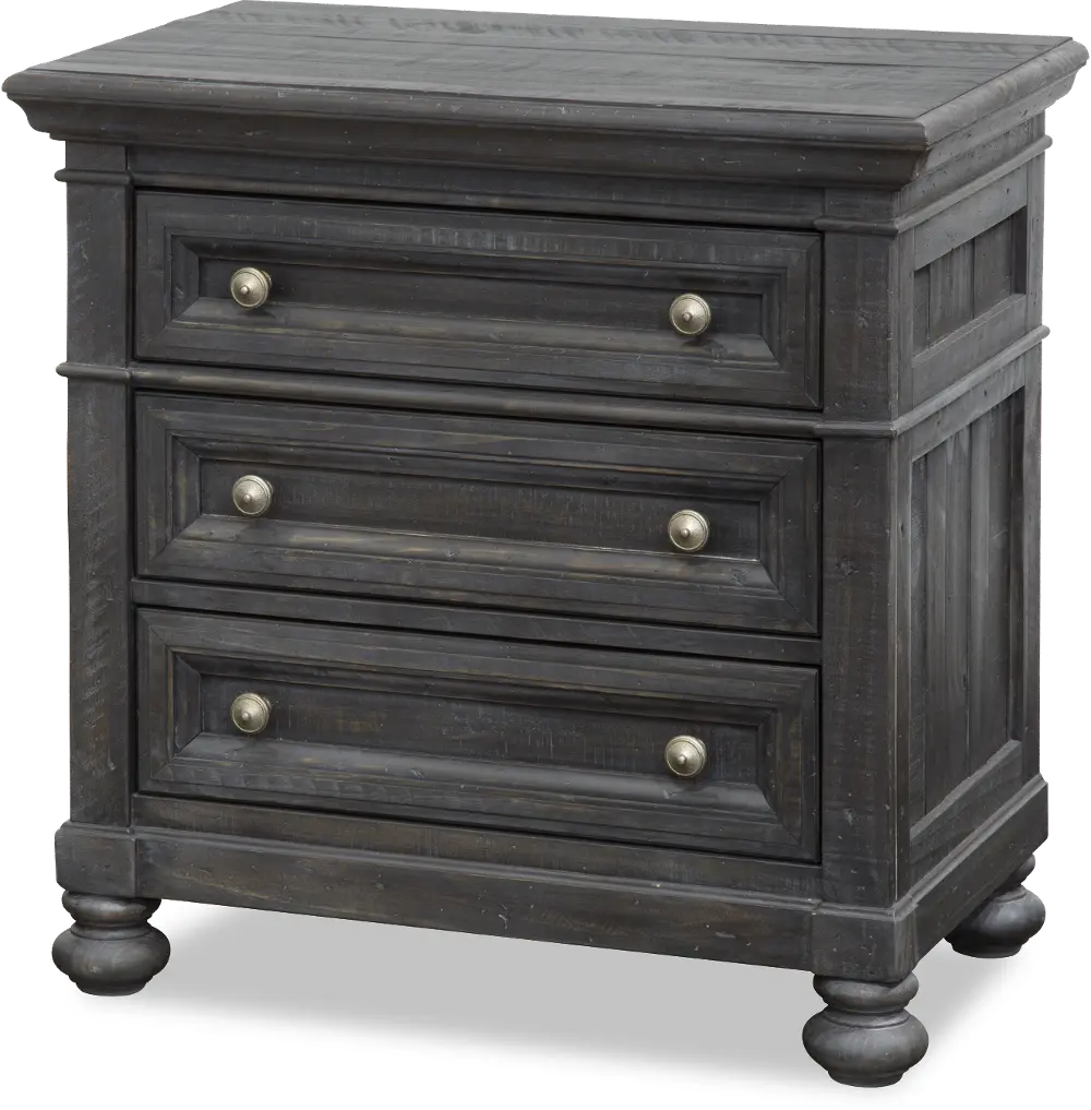 Dusty Gray Rustic Traditional Nightstand - Graham Hill-1