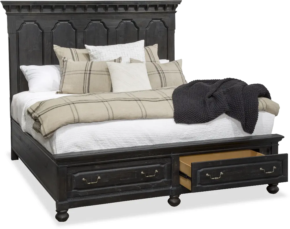 Dusty Gray Rustic Traditional Queen Storage Bed - Bedford-1