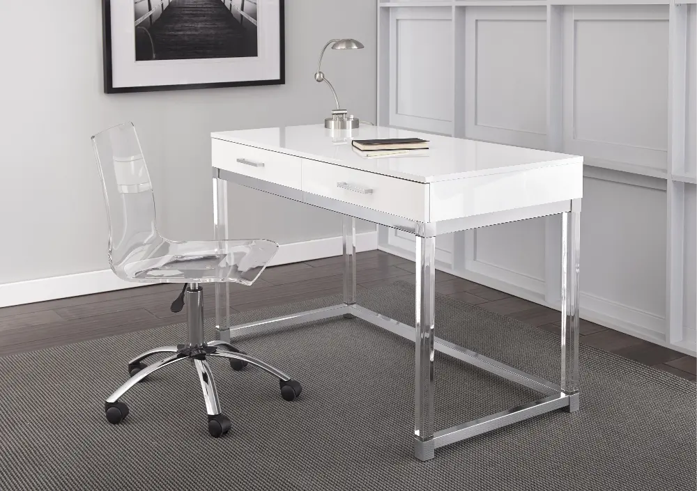 Modern White Desk - Everett-1