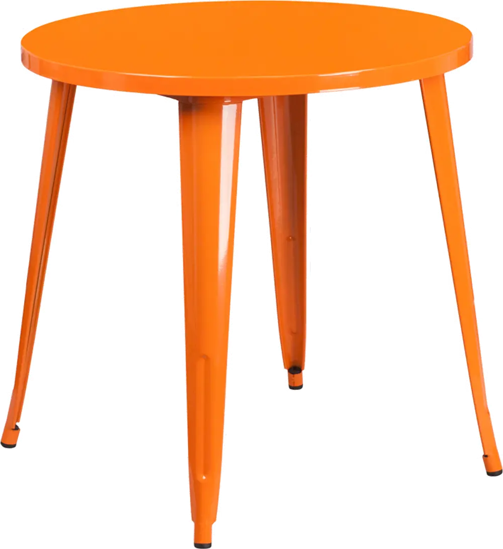 Orange Metal 30 Inch Round Indoor-Outdoor Cafe Table-1