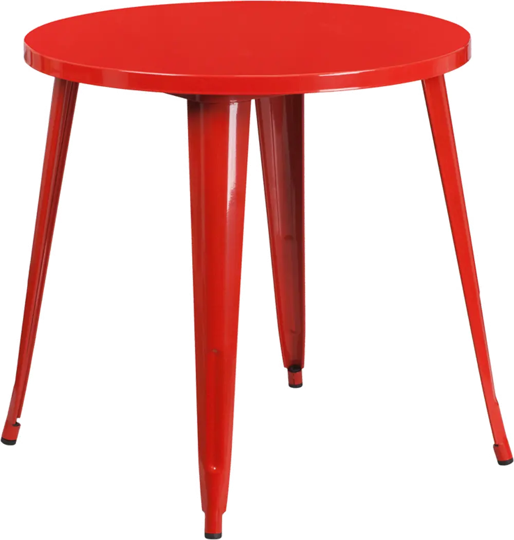 Red Metal 30 Inch Round Indoor-Outdoor Cafe Table-1