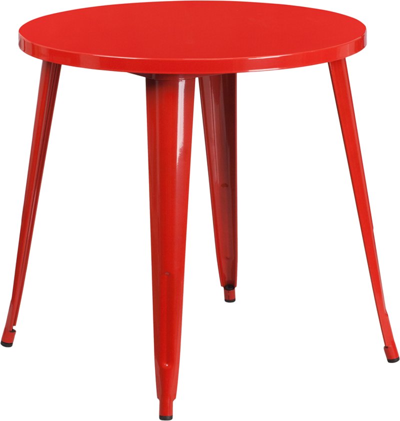 Red Metal 30 Inch Round Indoor Outdoor, Red Round Table