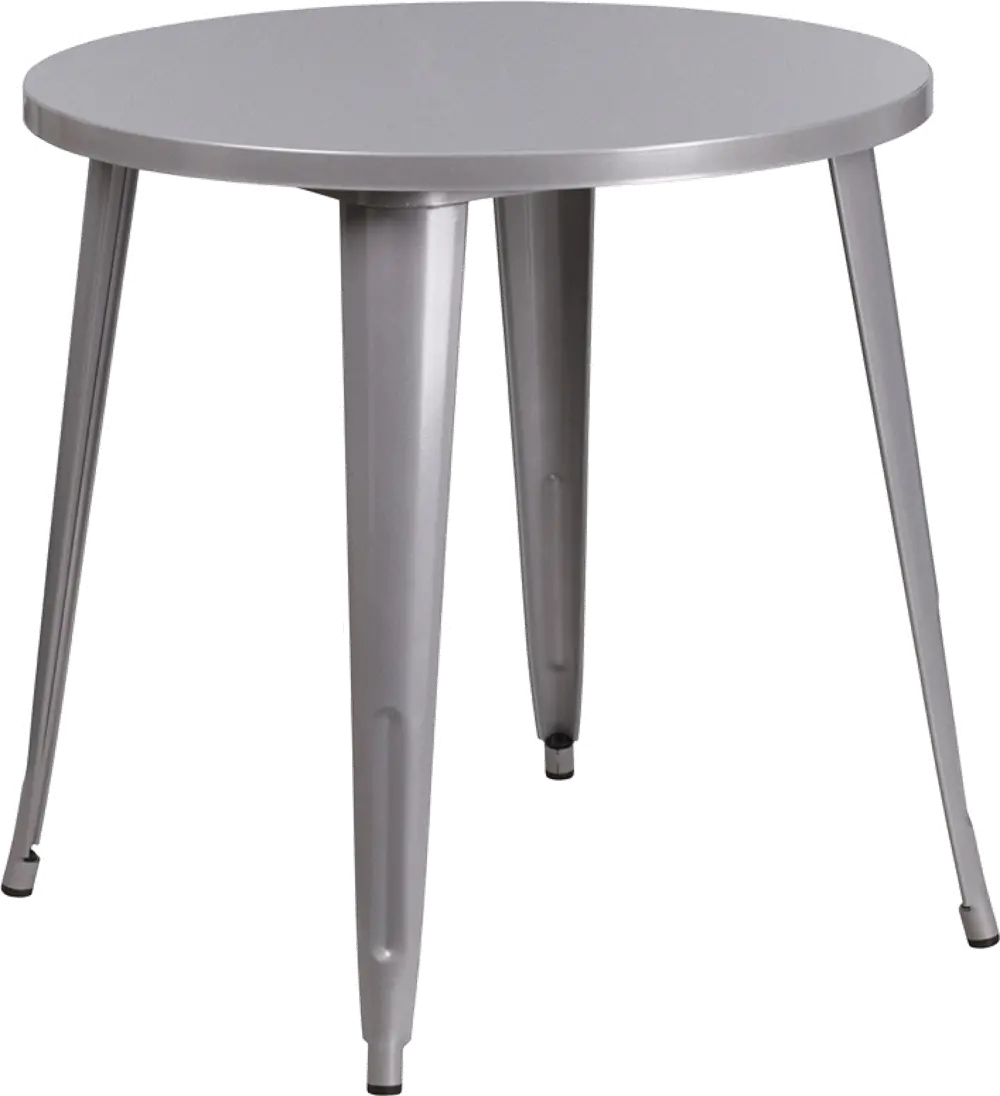 Silver Metal 30 Inch Round Indoor-Outdoor Cafe Table-1