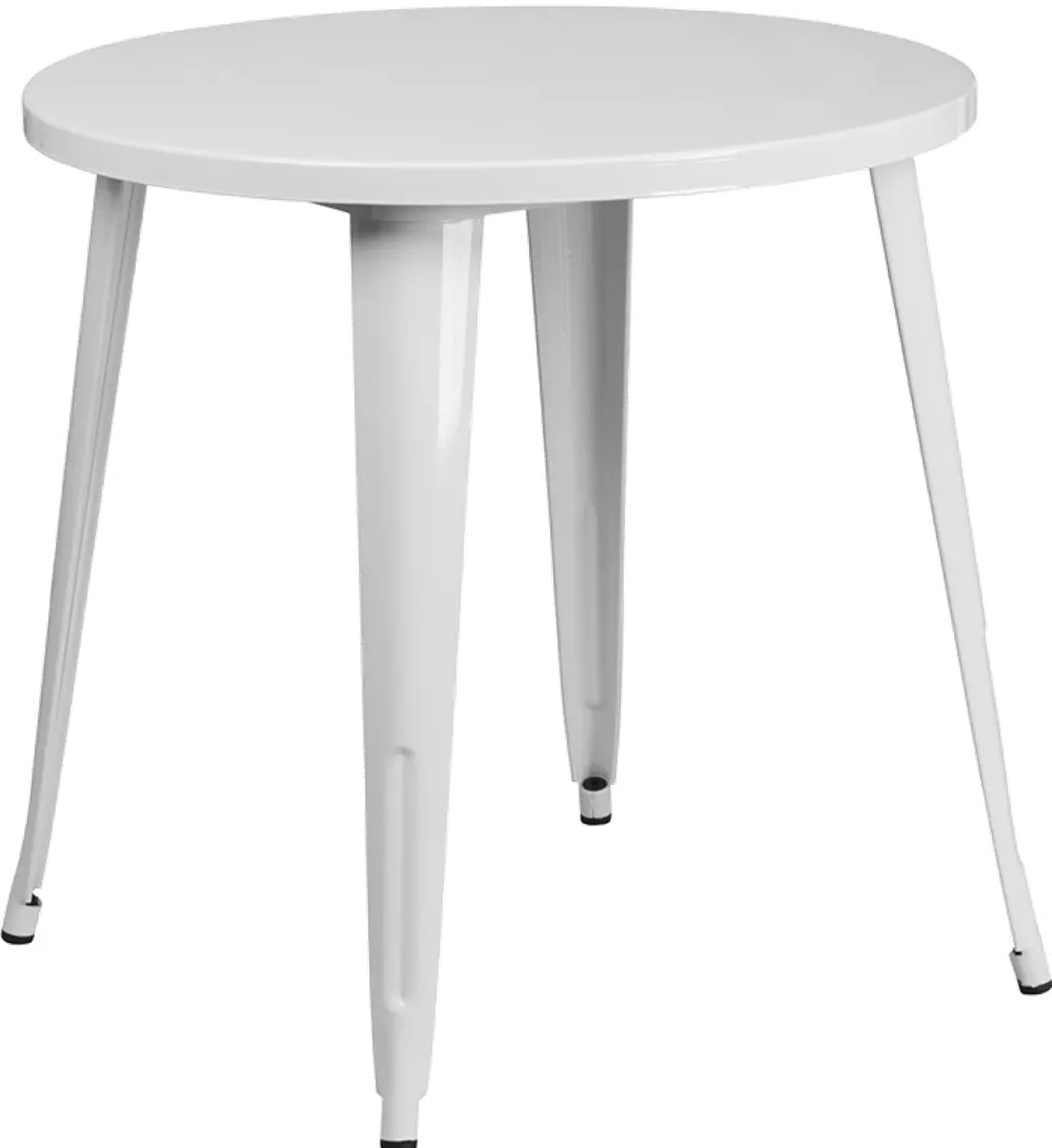 White Metal 30 Inch Round Indoor-Outdoor Cafe Table-1