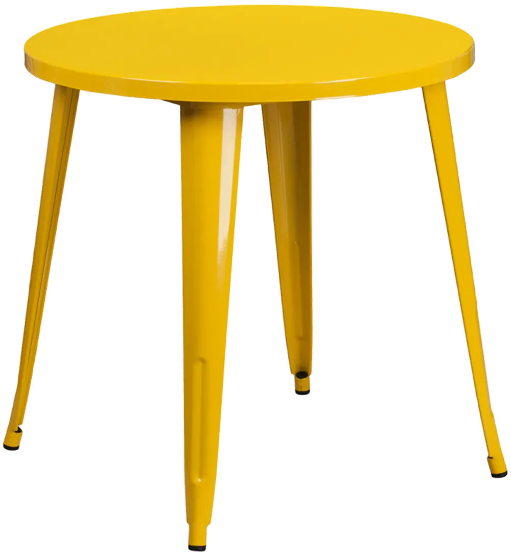 Yellow Metal 30 Inch Round Indoor-Outdoor Cafe Table-1
