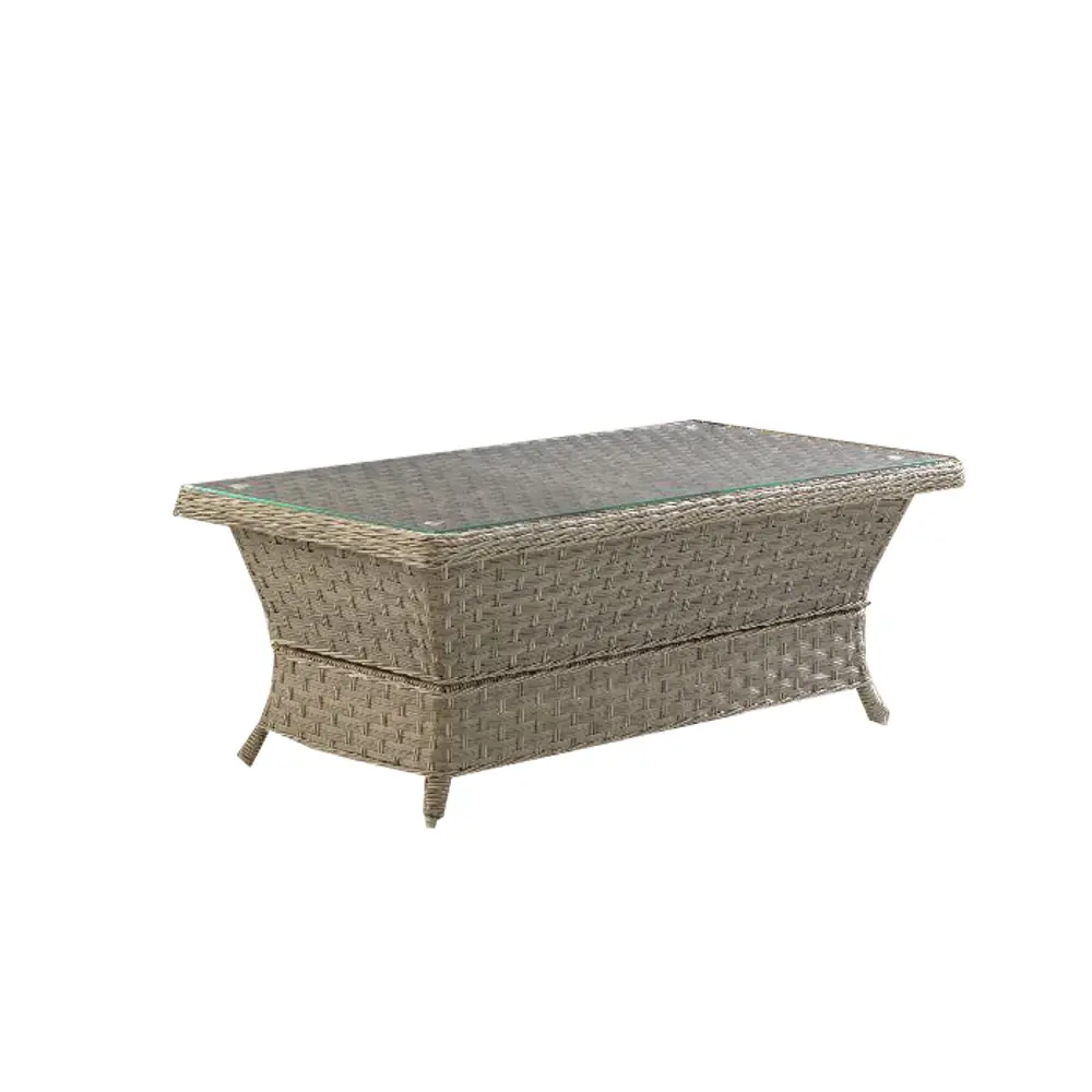 Mayfair Collection Woven Outdoor Patio Cocktail Table with Glass Top-1