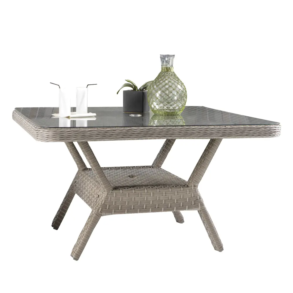 Woven Outdoor Patio Chat Table with Glass Top - Mayfair-1