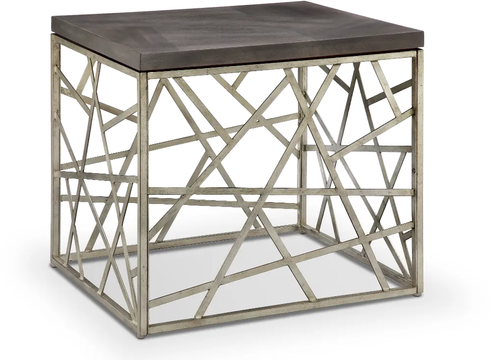 Distressed Silver and Gray End Table - Tribeca-1