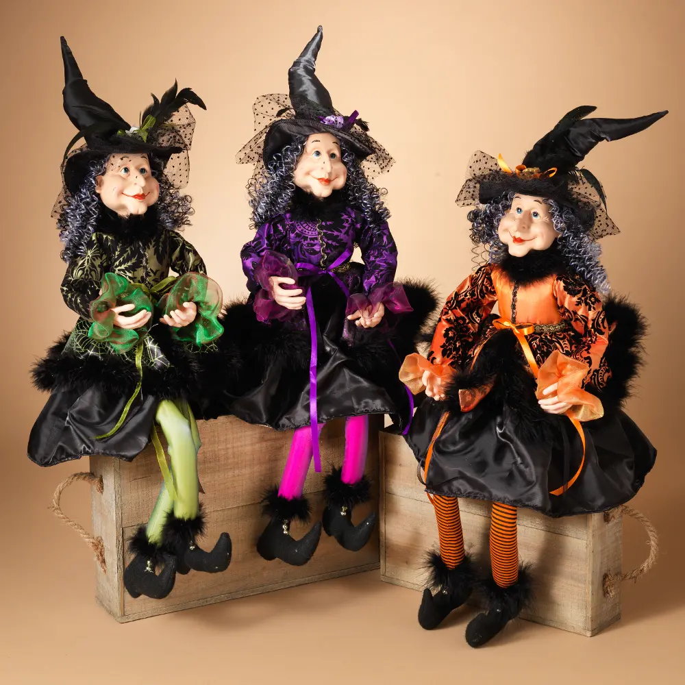 Assorted Fabric Sitting Witch Figurine-1