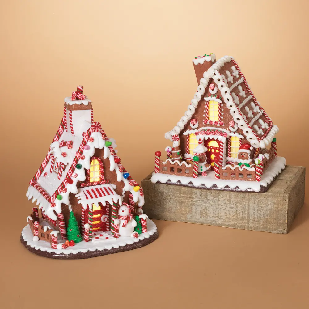 Assorted 10 Inch Lighted Gingerbread House-1