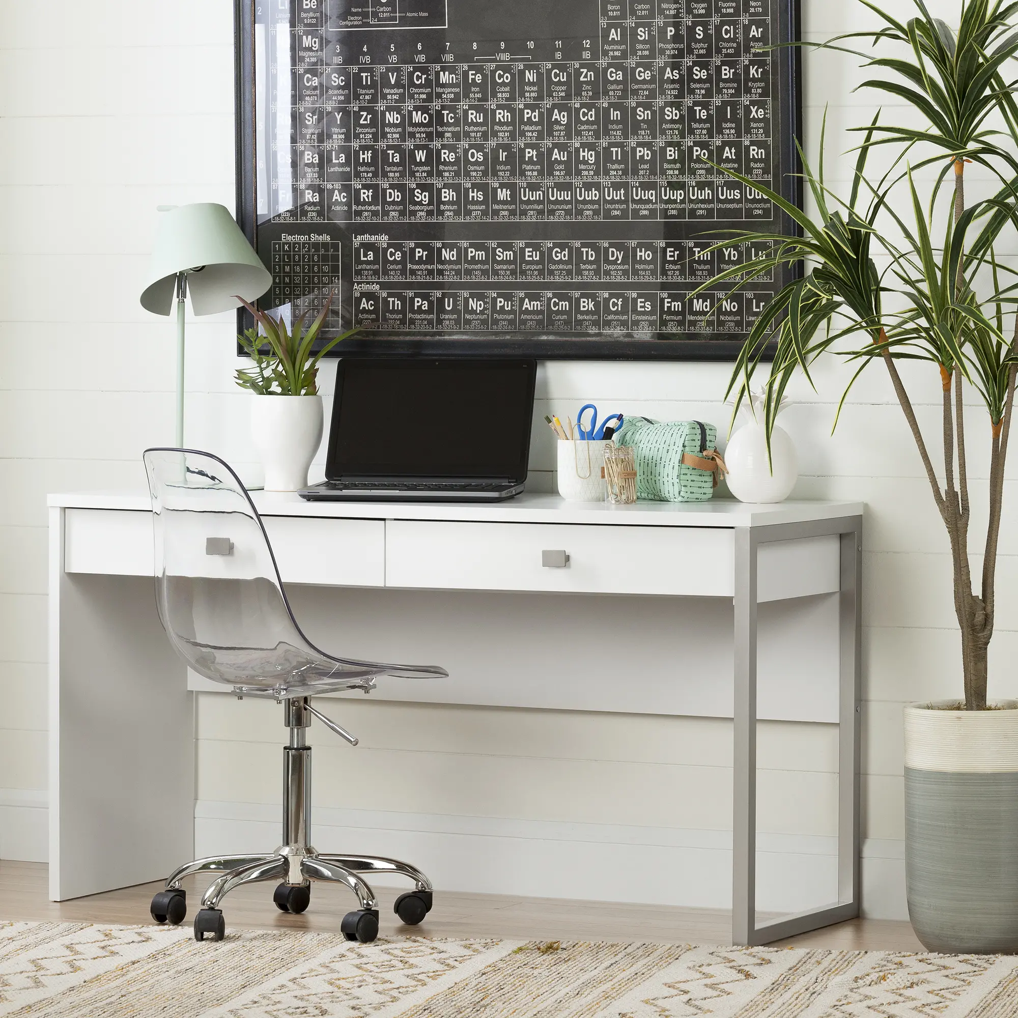 Interface White Desk with 2 Drawers - South Shore
