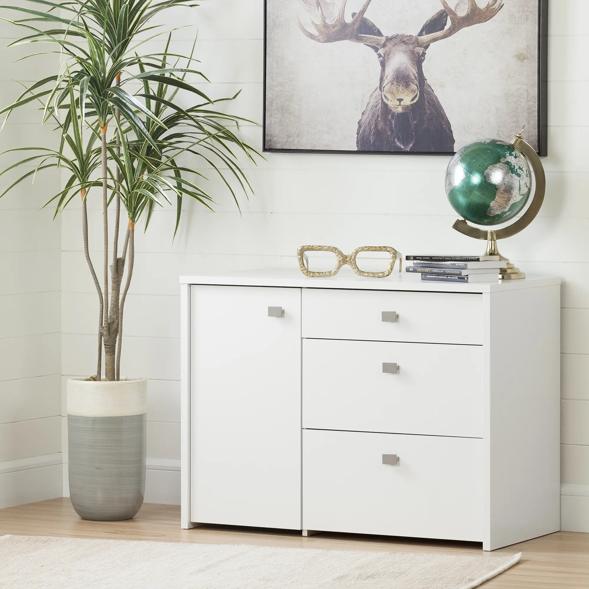 Interface White Storage Unit with File Drawer - South Shore