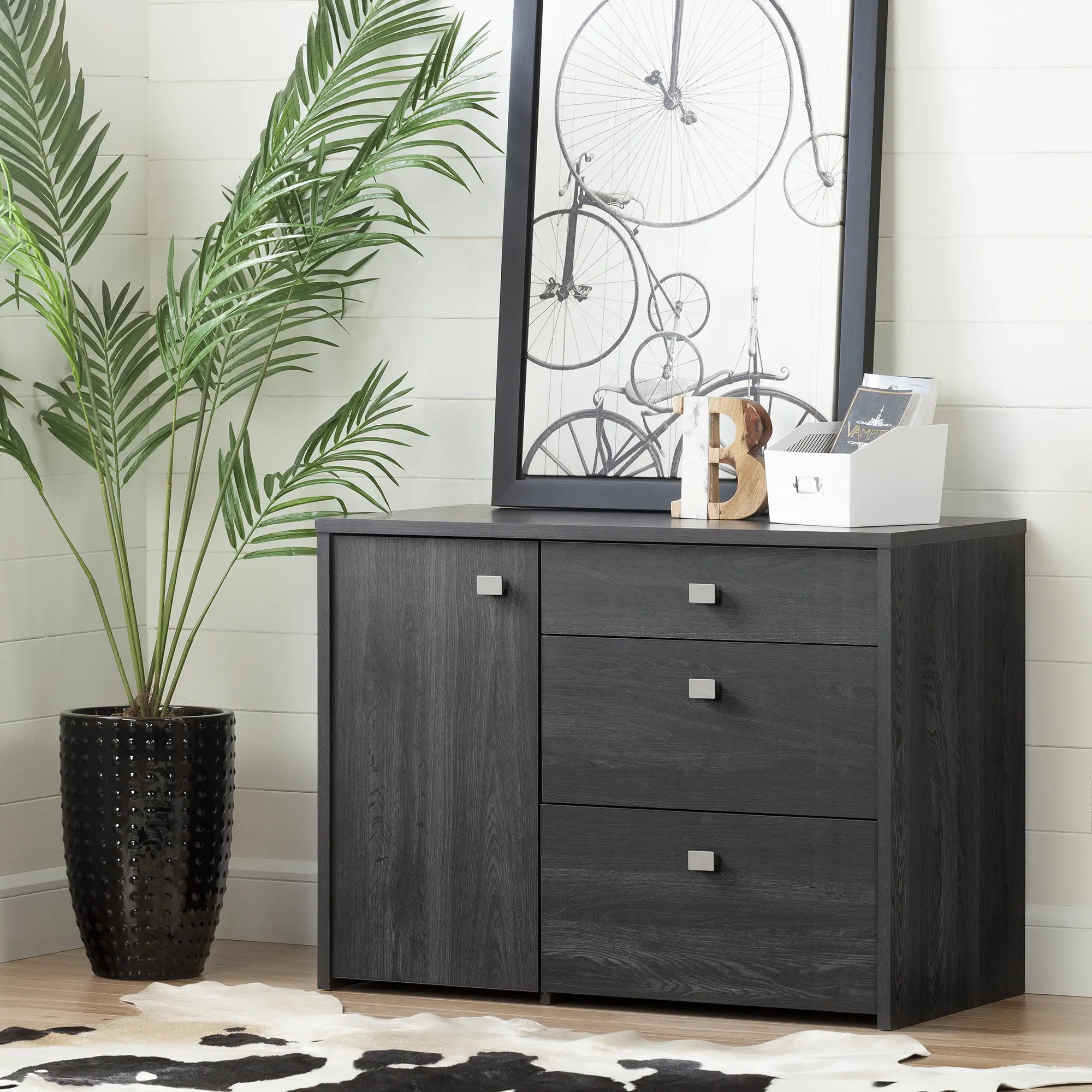 Interface Gray Oak Storage Unit with File Drawer - South Shore