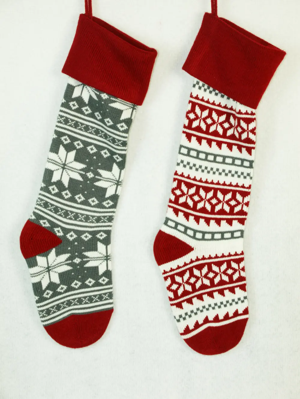 Assorted 25 Inch Knit Stocking with Snowflakes-1
