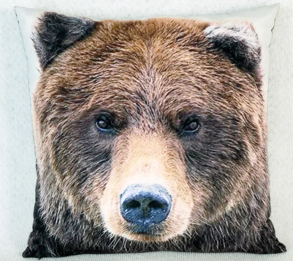 Multi Color Bear Print Throw Pillow-1