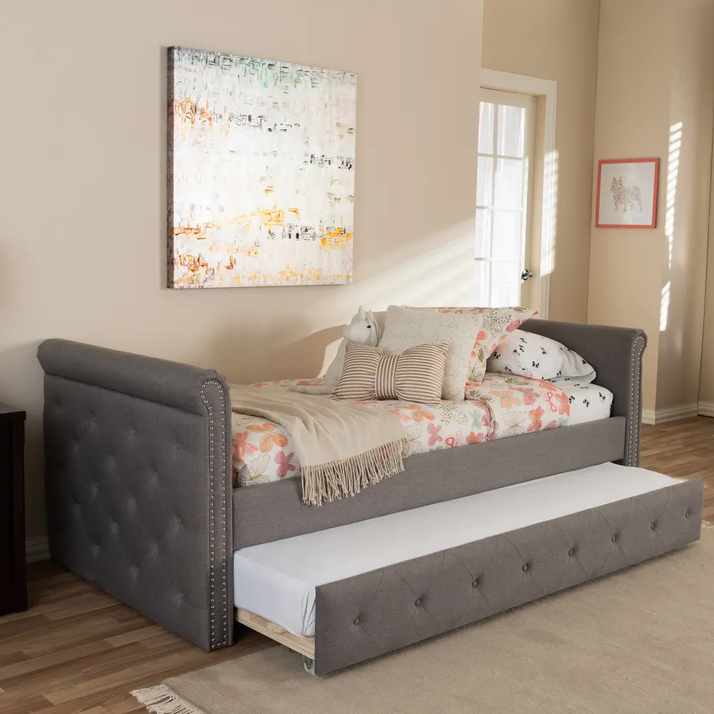 7040-RCW Swamson Gray Tufted Twin Daybed-1