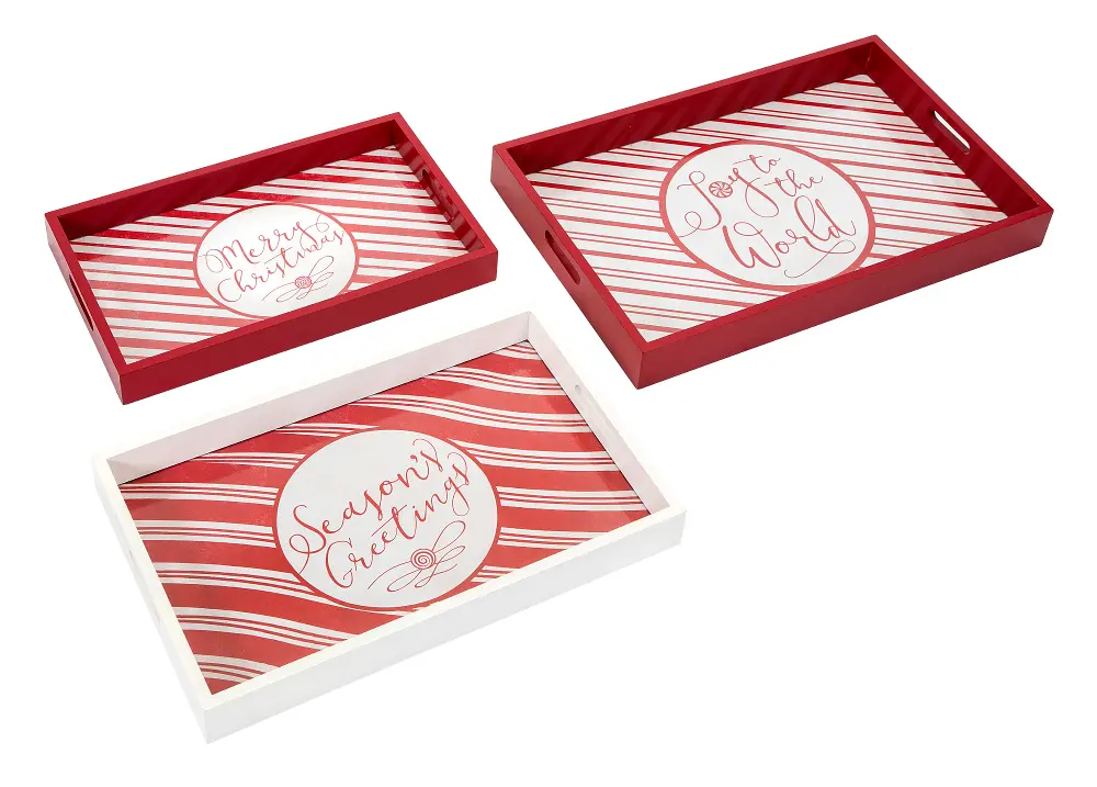 20 Inch Red and White Christmas Candy Stripe Tray-1