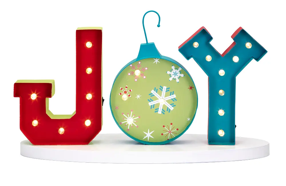 Whimsy Multi Color Lighted Joy Christmas Sign-1
