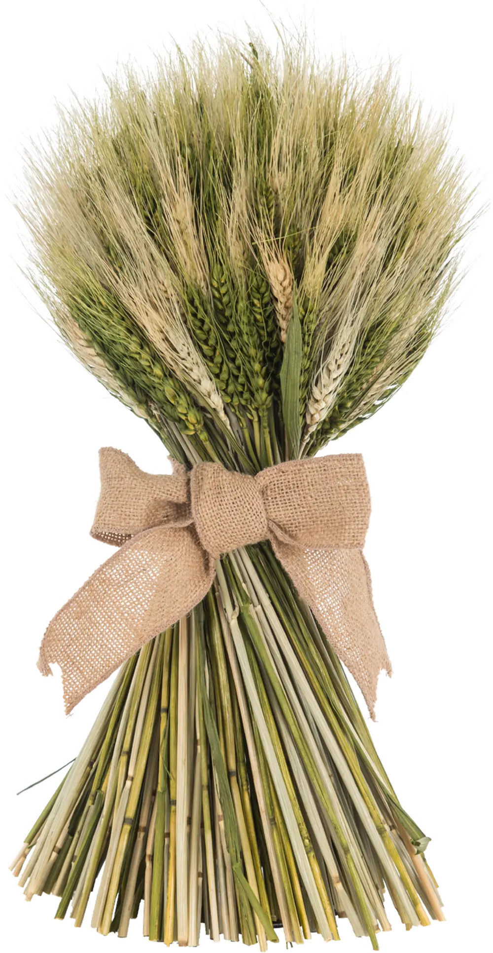 13 Inch Wheat Stack with Green Cycas Leaf with a Jute Bow-1