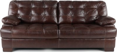 Traditional Brown Leather Sofa - Hampton Willey