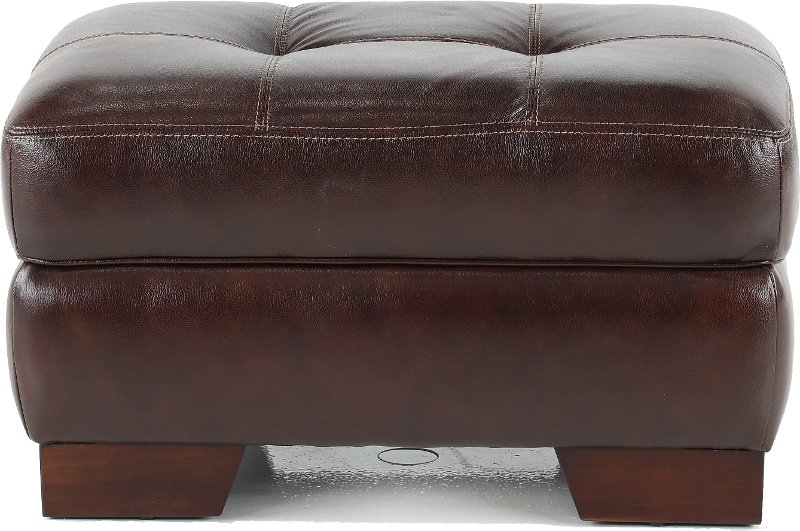 Amarillo Contemporary Walnut Brown, Contemporary Leather Storage Ottoman