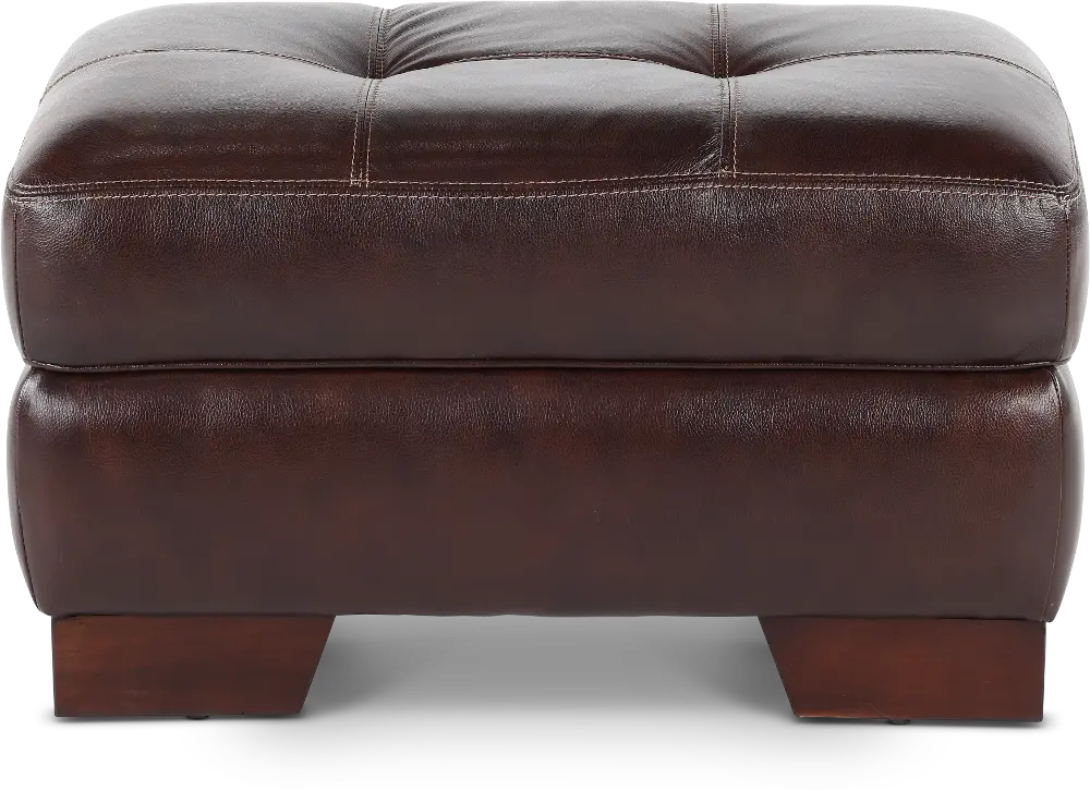 Amarillo Walnut Brown Leather Ottoman-1