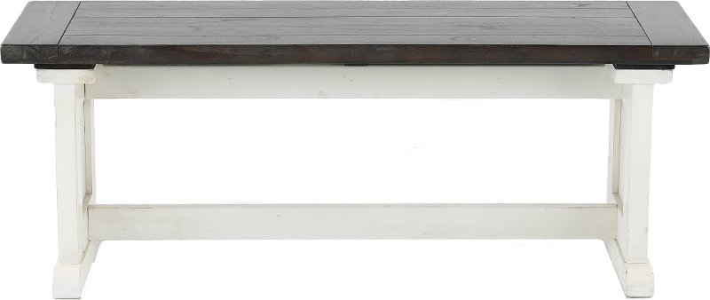 French Country White Two-Tone Side Dining Bench - Bourbon County