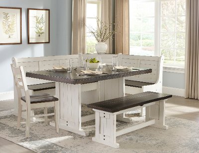 Two Tone French Country 4 Piece Corner, Corner Dining Room Table