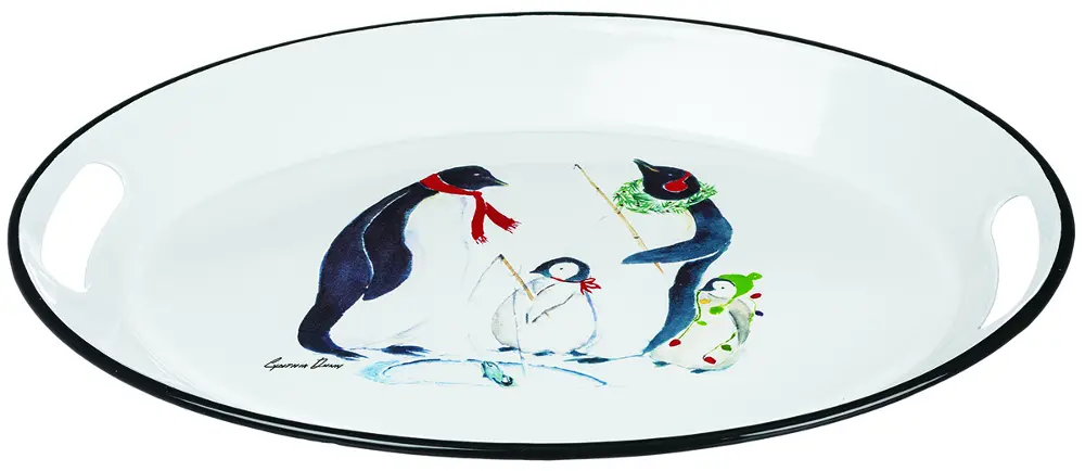 Multi Color Oval Penguin Platter-1