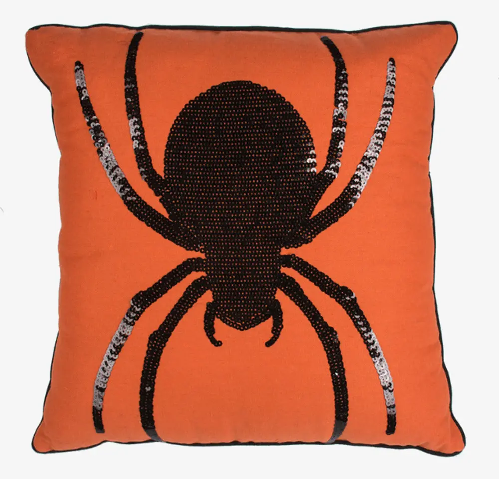 Orange and Black Spider Throw Pillow-1