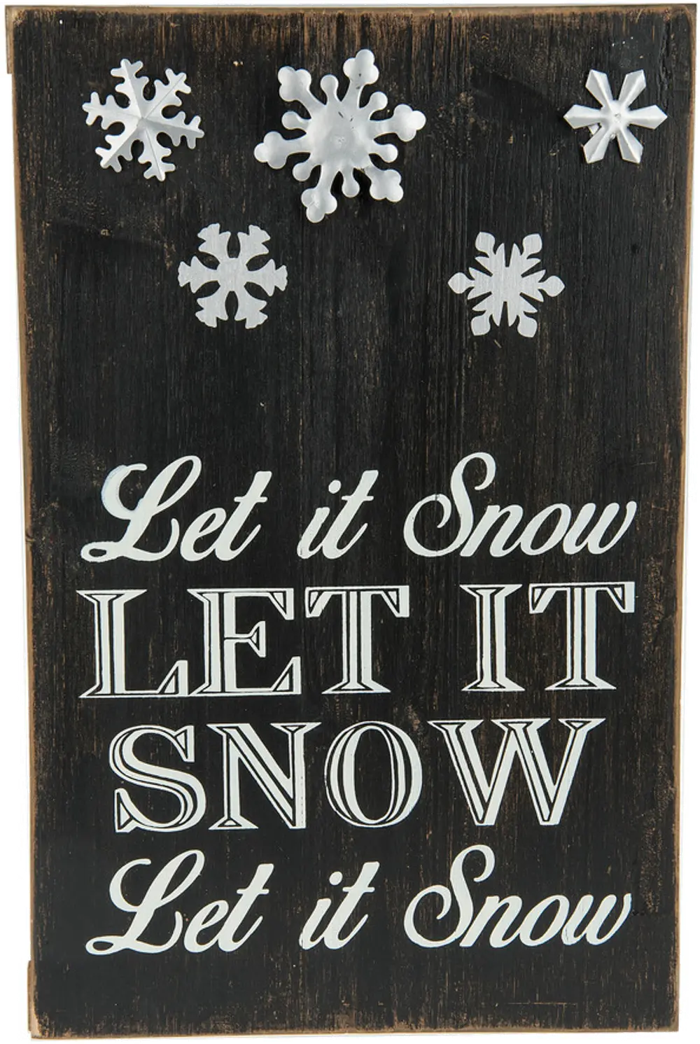 Black and White 'Let it Snow' Wood and Tin Snowflake Plaque-1