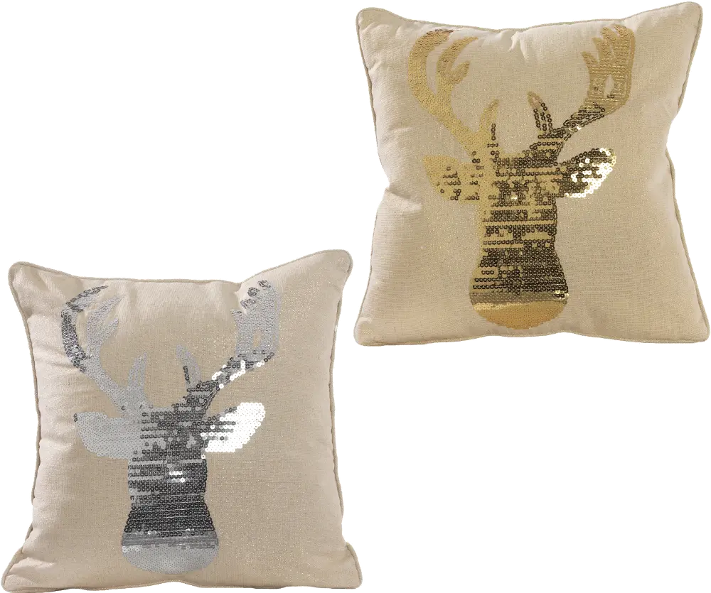 Assorted Sequin Deer Silhouette Throw Pillow-1