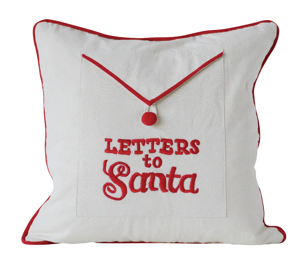 XM0621 Red and White Letters to Santa Throw Pillow With Pocket-1
