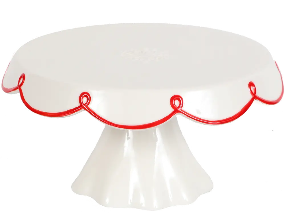 Large White Cake Stand with Red Ruffle Trim-1