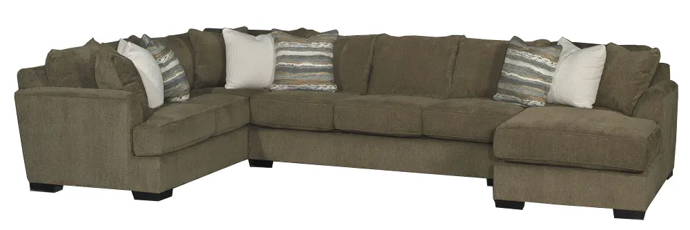 Chocolate Brown 3 Piece Sectional Sofa with RAF Chaise - Tranquility-1