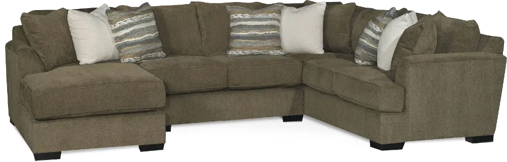 Brown 3 Piece Armless Loveseat Sectional Sofa with LAF Chaise - Tranquility-1