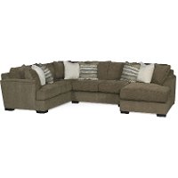 Brown 3 Piece Armless Loveseat Sectional Sofa With Raf Chaise Tranquility