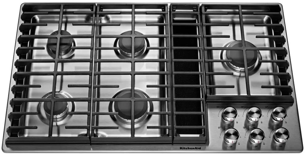 KCGD506GSS KitchenAid 36 Inch 5-Burner Downdraft Gas Cooktop - Stainless Steel-1
